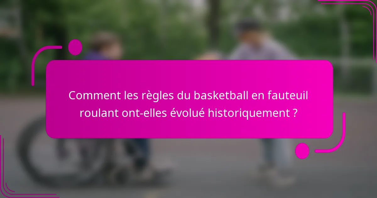 Comment les règles du basketball en fauteuil roulant ont-elles évolué historiquement ?
