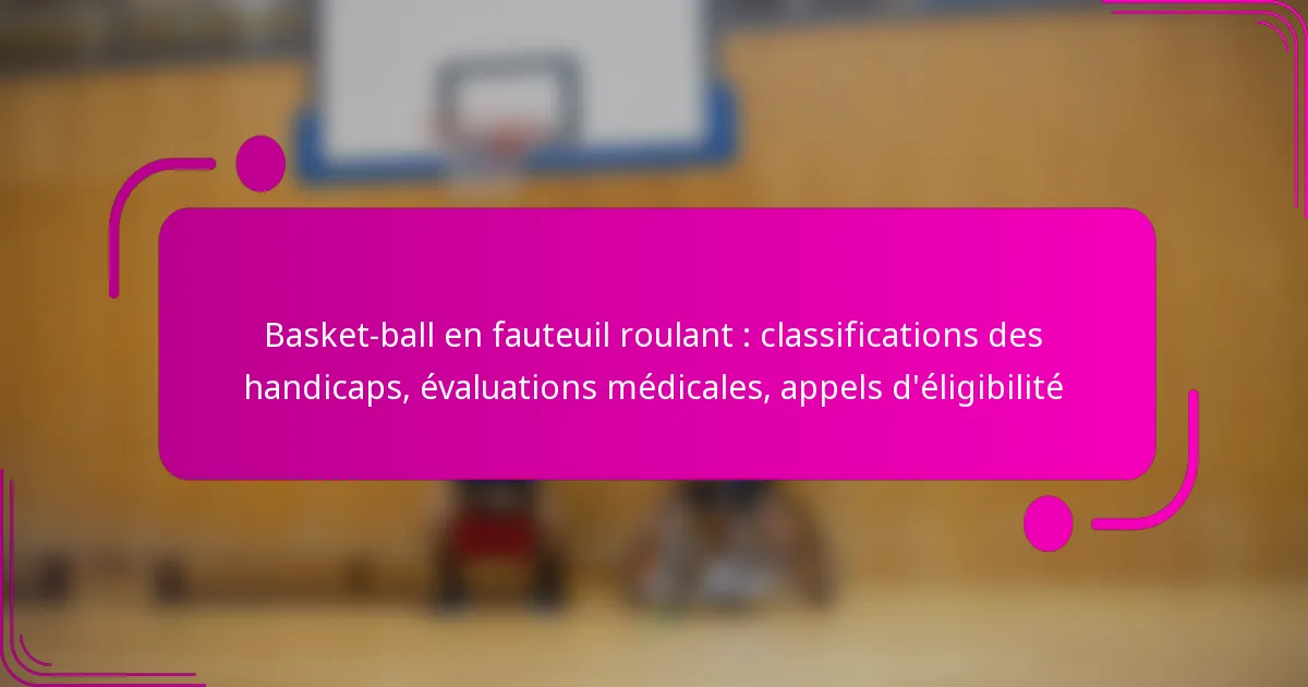 Basket-ball en fauteuil roulant : classifications des handicaps, évaluations médicales, appels d’éligibilité