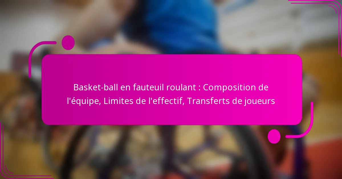 Basket-ball en fauteuil roulant : Composition de l’équipe, Limites de l’effectif, Transferts de joueurs