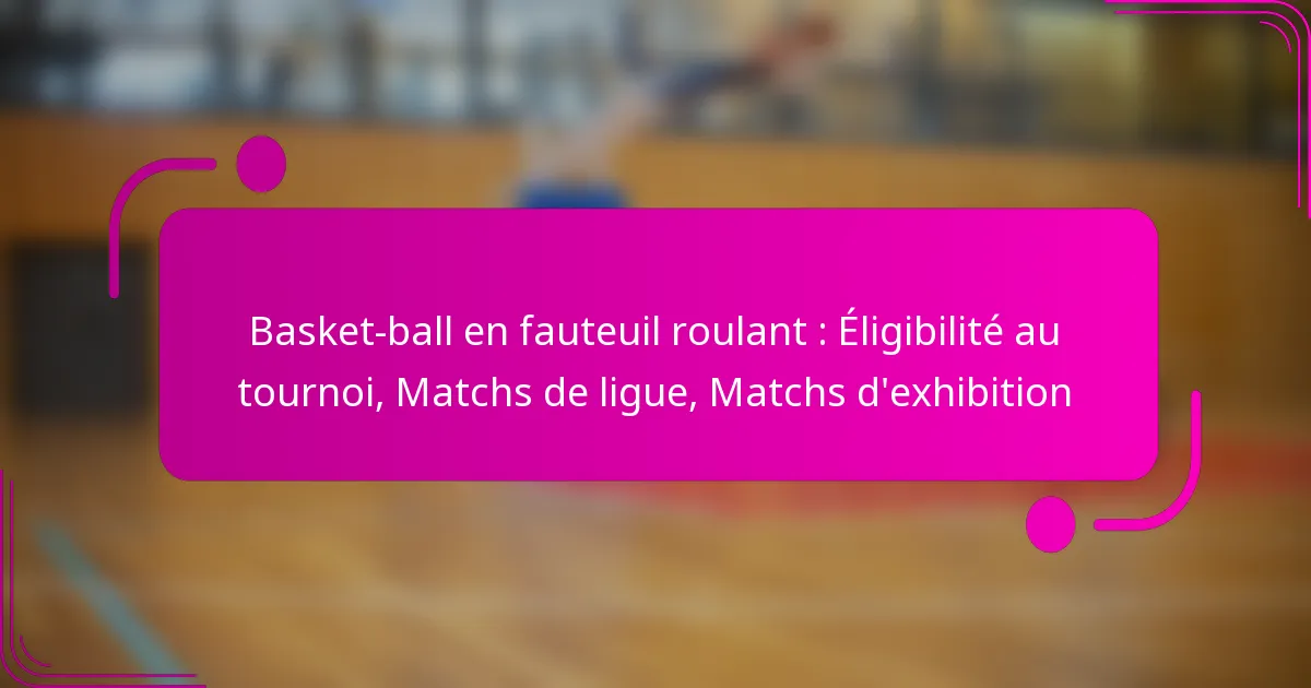 Basket-ball en fauteuil roulant : Éligibilité au tournoi, Matchs de ligue, Matchs d’exhibition