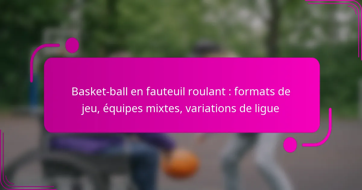 Basket-ball en fauteuil roulant : formats de jeu, équipes mixtes, variations de ligue