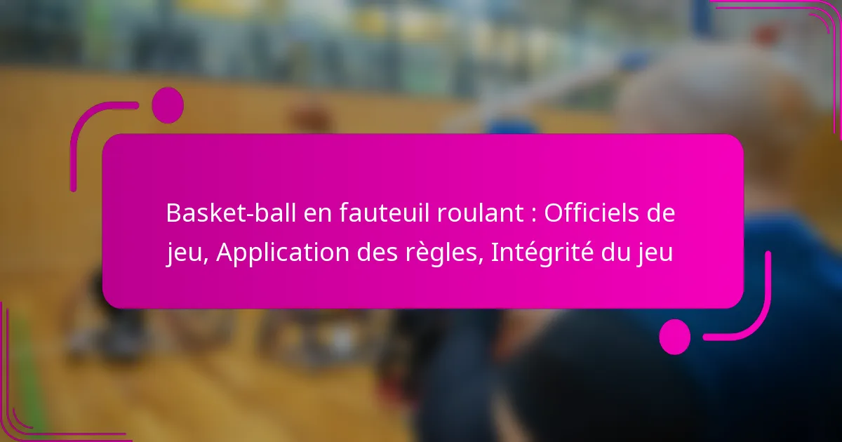 Basket-ball en fauteuil roulant : Officiels de jeu, Application des règles, Intégrité du jeu