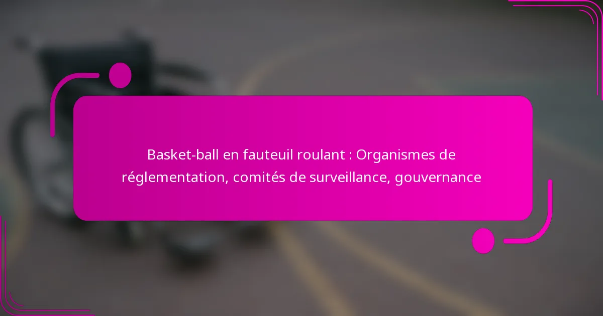 Basket-ball en fauteuil roulant : Organismes de réglementation, comités de surveillance, gouvernance
