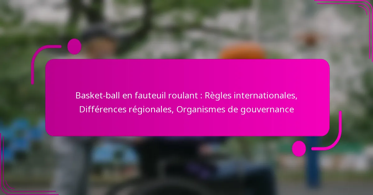 Basket-ball en fauteuil roulant : Règles internationales, Différences régionales, Organismes de gouvernance