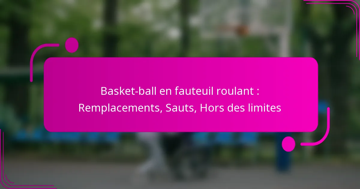 Basket-ball en fauteuil roulant : Remplacements, Sauts, Hors des limites