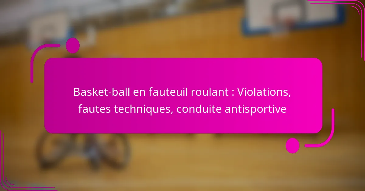 Basket-ball en fauteuil roulant : Violations, fautes techniques, conduite antisportive
