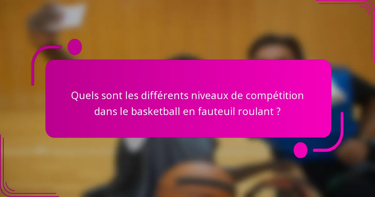 Quels sont les différents niveaux de compétition dans le basketball en fauteuil roulant ?